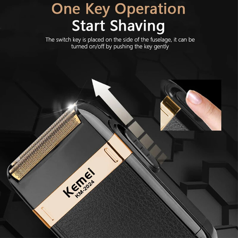 Kemei KM-2024 Električni brijač s USB punjenjem Dodatna rezna glava Klipni brijač s dvije oštrice Brijač Trimer za bradu