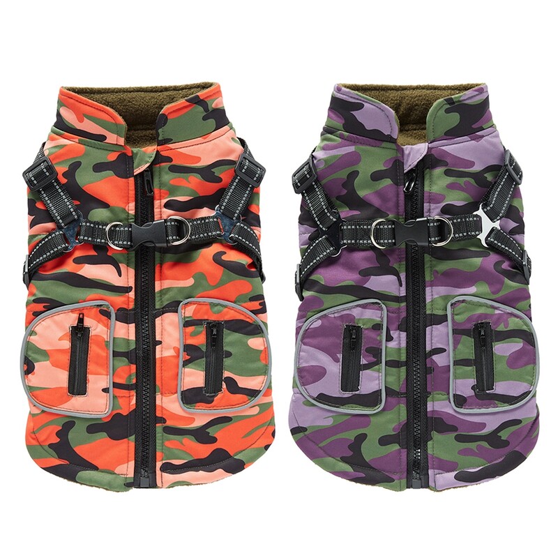 Dog Pet Jesen i Zima Nova topla i debela kamuflažna reflektirajuća prsa Leđa Jedan modni trend Pseća odjeća za kućne ljubimce podstavljena pamukom