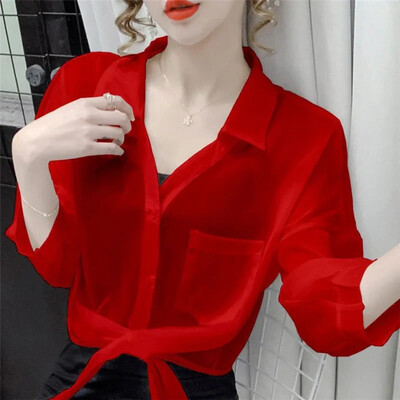 Blusas Mujer, primăvară toamnă, cămăși subțiri, camisuri, bluze largi, supradimensionate, topuri pentru femei, bluse coreene, buzunare