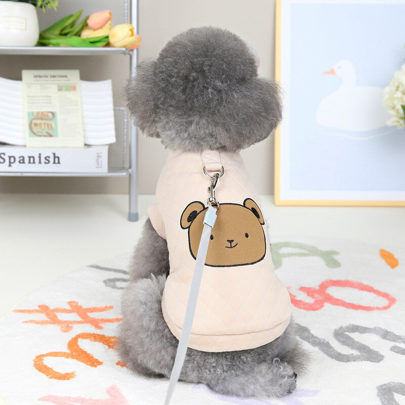 Pamučni prsluk smeđi medvjed Odjeća za pse Jesenska i zimska odjeća Jakna s prstenom za povlačenje Teddy Bomei Odjeća Oprema za kućne ljubimce S-XXL