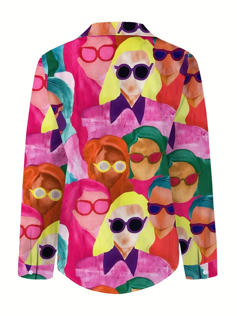 Camisas De Mujer2024 Sieviešu kreklu blūzes apgleznošana Apdrukas krekls Temperaments ar garām piedurknēm ikdienas modes ikdienas krekls rudens ziemas topi