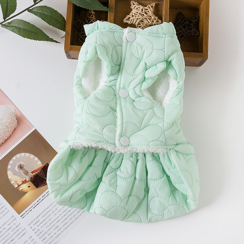 Téli kutyaruhák kis, közepes méretű kutyáknak, gyapjú kabát, máltai kölyökkutya ruházat, kiscica kabát, édes rózsaszín, zöld