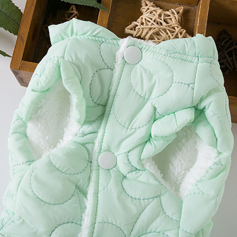 Téli kutyaruhák kis, közepes méretű kutyáknak, gyapjú kabát, máltai kölyökkutya ruházat, kiscica kabát, édes rózsaszín, zöld