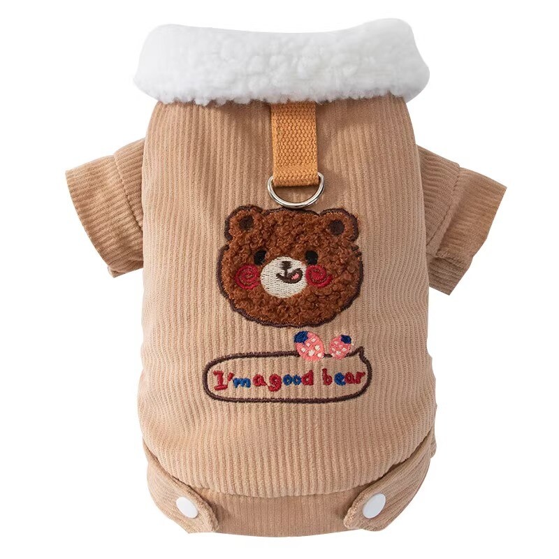 Jauki jēra vilnas suņu apģērbi Ziemas vilnas kokvilnas mētelis maziem un vidējiem suņiem silts mētelis rotaļu multfilma divu kāju apģērbi