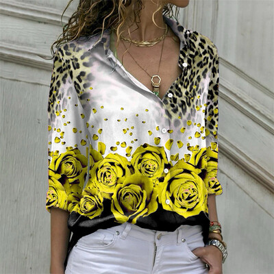 2024 νέο fashion casual γυναικείο πουκάμισο 3D εμπριμέ πουκάμισο με πέτο μακρυμάνικο πουκάμισο σούπερ μεγάλο μέγεθος XS-3XL με κουμπί