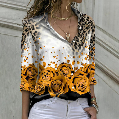 2024 νέο fashion casual γυναικείο πουκάμισο 3D εμπριμέ πουκάμισο με πέτο μακρυμάνικο πουκάμισο σούπερ μεγάλο μέγεθος XS-3XL με κουμπί