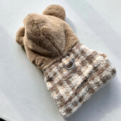 Pet καρό βαμβακερό παλτό Puppy Teddy Hoodie Bears Χειμερινά ζεστά ρούχα με δύο πόδια Παχύ μαλακά ρούχα για σκύλους XS-XL