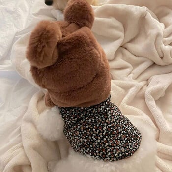 Pet καρό βαμβακερό παλτό Puppy Teddy Hoodie Bears Χειμερινά ζεστά ρούχα με δύο πόδια Παχύ μαλακά ρούχα για σκύλους XS-XL