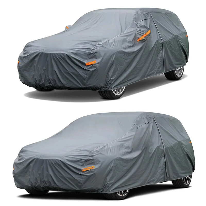 Kayme 6 slāņu automašīnas pārsegs, ūdensnecaurlaidīgs jebkuriem laikapstākļiem, lieljaudas āra pārsegs ar rāvējslēdzēju, kokvilnas universāli piemērotu sedana apvidus auto hečbeks