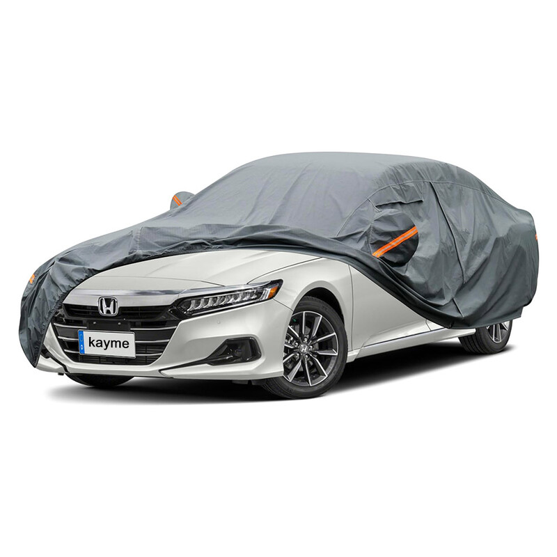 Kayme 6 slāņu automašīnas pārsegs, ūdensnecaurlaidīgs jebkuriem laikapstākļiem, lieljaudas āra pārsegs ar rāvējslēdzēju, kokvilnas universāli piemērotu sedana apvidus auto hečbeks