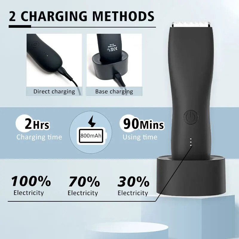 Vīriešu elektriskā cirkšņa matu griezējs kaunuma matu griezējs ķermeņa kopšanas griezējs vīriešiem bikini epilators, uzlādējams skuveklis