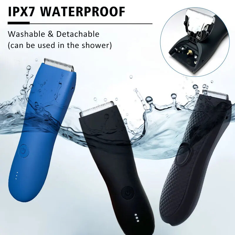 Vīriešu elektriskā cirkšņa matu griezējs kaunuma matu griezējs ķermeņa kopšanas griezējs vīriešiem bikini epilators, uzlādējams skuveklis