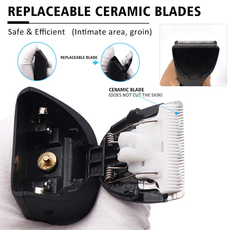 Vīriešu elektriskā cirkšņa matu griezējs kaunuma matu griezējs ķermeņa kopšanas griezējs vīriešiem bikini epilators, uzlādējams skuveklis