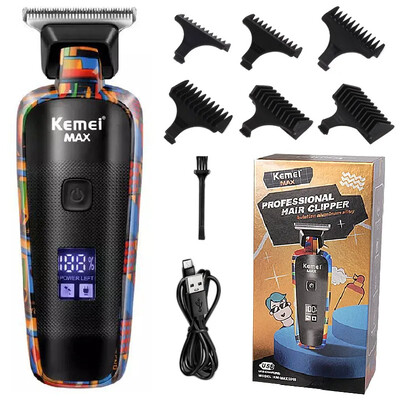 Mașină de tuns Kemei KM-max5090 electrică Trimmer reîncărcabilă imprimare Graffiti Razor Tip-C USB încărcare Frizer Gospodărie