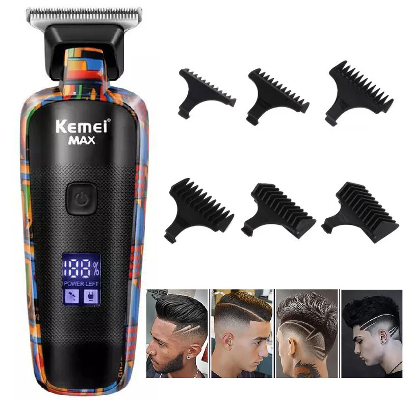 Kemei KM-max5090 Elektriskie matu griezēji Uzlādējamie matu griezēji Drukas Graffiti Razor Type-C USB uzlāde Barber Household