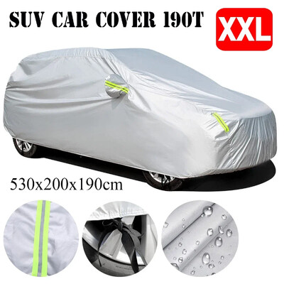 190T M-XXL SUV Car Cover Ολόκληρα καλύμματα με αντανακλαστική λωρίδα ανθεκτική στη σκόνη UV αντιηλιακή προστασία για 4X4/SUV Car