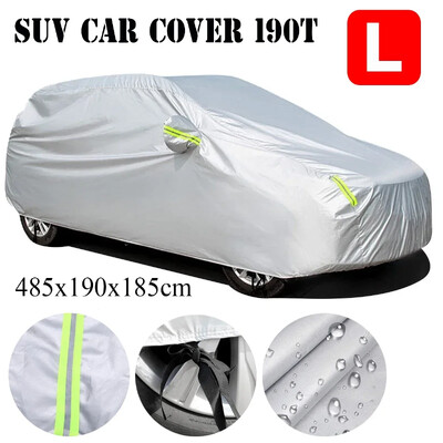 190T M-XXL SUV Car Cover Ολόκληρα καλύμματα με αντανακλαστική λωρίδα ανθεκτική στη σκόνη UV αντιηλιακή προστασία για 4X4/SUV Car