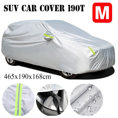 190T M-XXL SUV Car Cover Ολόκληρα καλύμματα με αντανακλαστική λωρίδα ανθεκτική στη σκόνη UV αντιηλιακή προστασία για 4X4/SUV Car