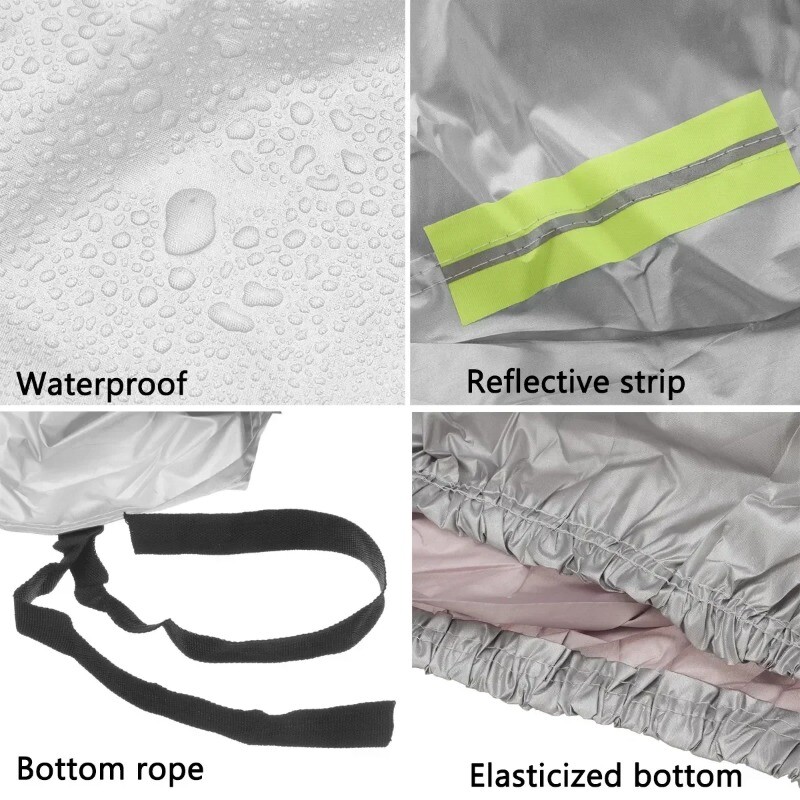 190T M-XXL SUV autóvédő teljes burkolatok fényvisszaverő csíkkal, porálló UV karcálló fényvédő védelemmel 4X4/SUV autókhoz