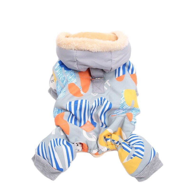 Suņu kaķa silts kombinezons ar kapuci ar burtu apdruku ar pavadas gredzenu Mājdzīvnieka kucēna mēteļa jakas tērps suņiem kaķiem mazs vidējs