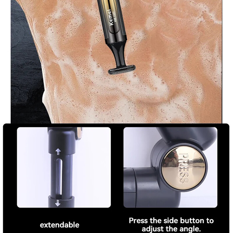 Kemei profesionālais elektriskais pašmāju skuveklis ar ļoti garu rokturi aizmugures matu skūšana matu griezējs deguna matu griezējs ķermeņa kopšana