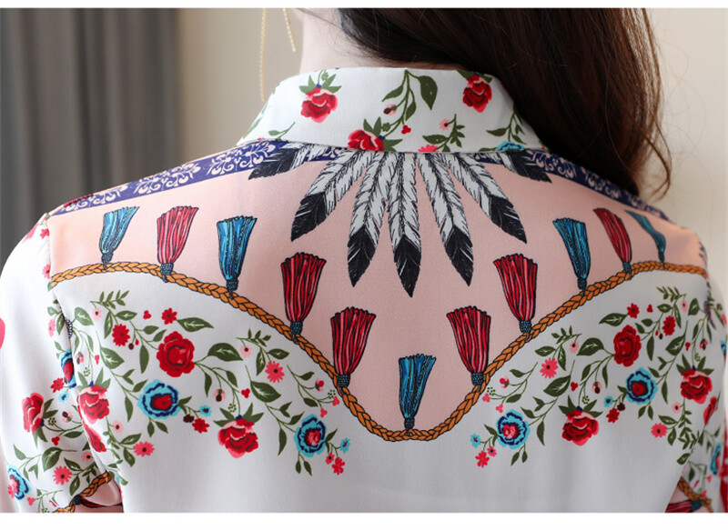 camisas de mujer Ljetna košulja s printom za žene, bluza s dugim rukavima i ovratnikom s gumbima, bluza s dugmićima, proljeće, jesen, starinske majice