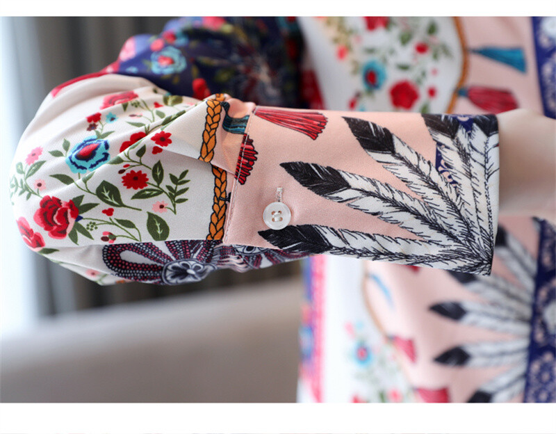 camisas de mujer Ljetna košulja s printom za žene, bluza s dugim rukavima i ovratnikom s gumbima, bluza s dugmićima, proljeće, jesen, starinske majice