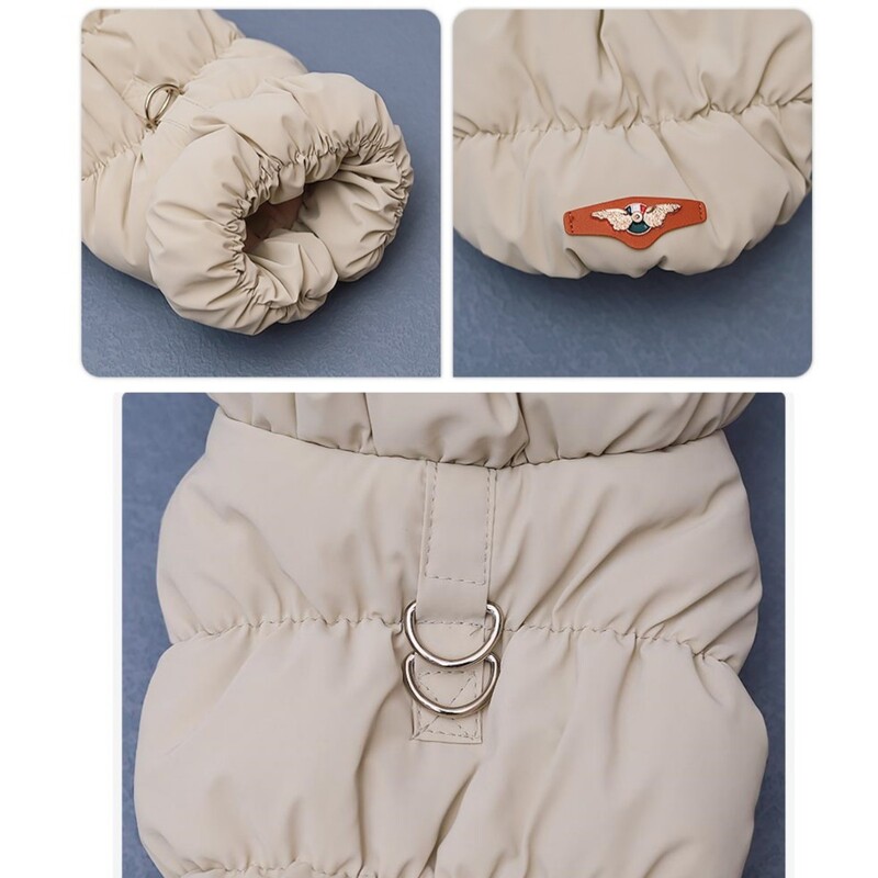 Topla jakna za pse za kućne ljubimce s kopčom za povodac Mačja zimska PU odjeća Punji kaput za pse Odjeća za štene PU jakna Proizvod za kućne ljubimce