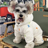 Îmbrăcăminte pentru câini ursuleț cu imprimeu complet haine pentru animale de companie, haină din bumbac cu patru picioare, ținută caldă de iarnă, jachetă Schnauzer, jachetă dulce pentru cățeluș