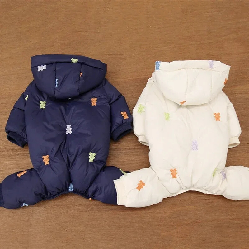 Odjeća za pse u punom printu Pamučni kaput za kućne ljubimce s četiri noge Teddy Topla zimska odjeća Puhana jakna šnaucera Psić Slatka jakna