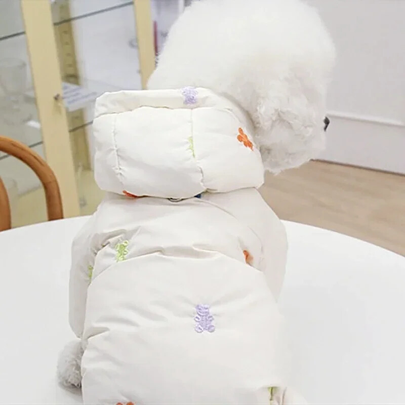 Odjeća za pse u punom printu Pamučni kaput za kućne ljubimce s četiri noge Teddy Topla zimska odjeća Puhana jakna šnaucera Psić Slatka jakna