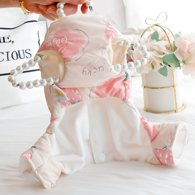 Pas Mačka Kaput Kombinezon Jagoda Dizajn Pet Puppy Zimska topla odjeća