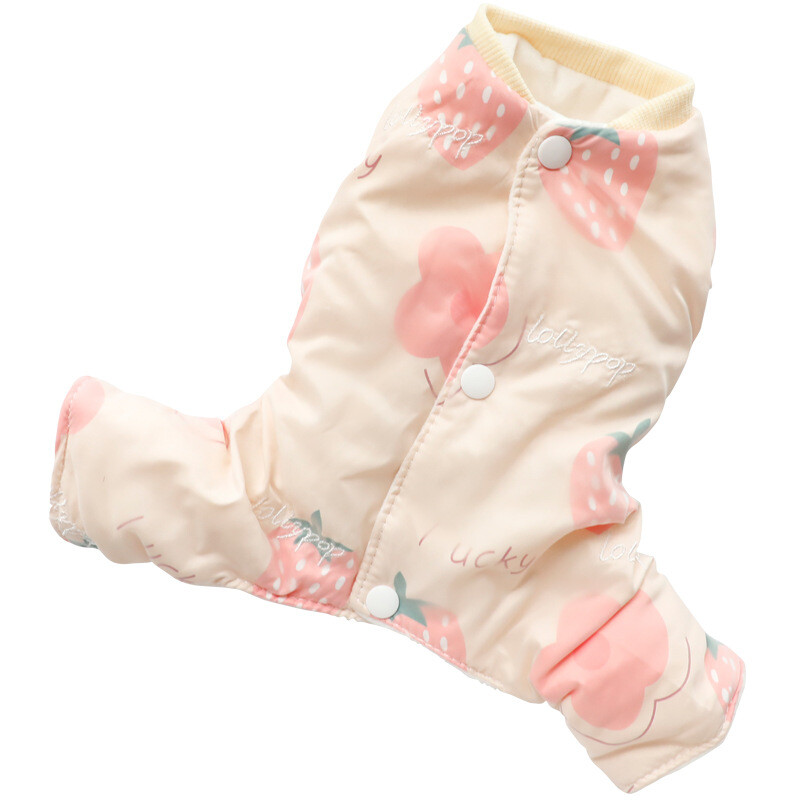 Pas Mačka Kaput Kombinezon Jagoda Dizajn Pet Puppy Zimska topla odjeća