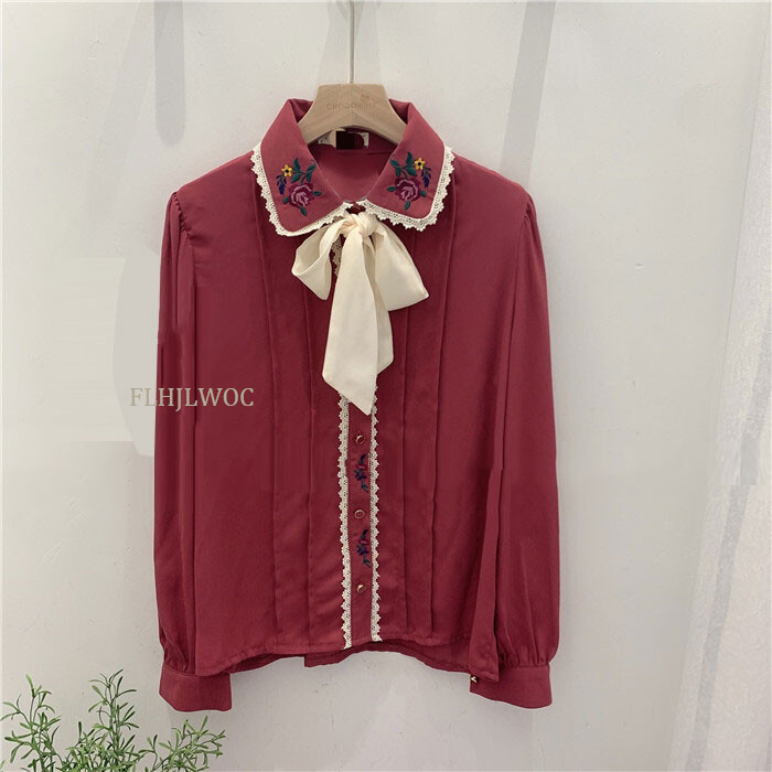 Retro vintage vrhovi s leptir mašnama Jesenska osnovna odjeća Elegantne formalne jednokopčane jednokopčane jednokopne bijele košulje