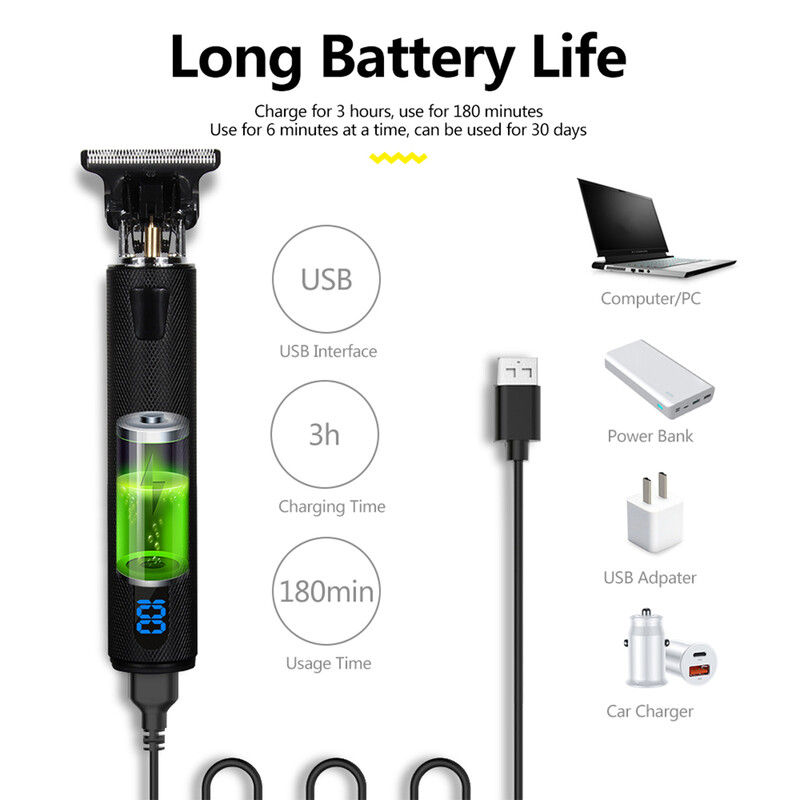 HIENA T9 Trimeri za kosu starinska mašina za šišanje kose profesionalni brijački strojevi s teksturom protiv klizanja Bežični brijač za bradu