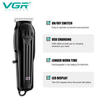 VGR Hair Clipper Professional Hair Clipper Rechargeable Barber Hair Trimmer Cordless Haircut Clipper for Men V-282 V-982