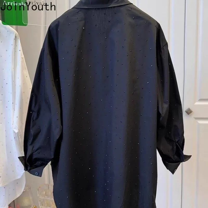 Κορεάτικες μπλούζες Camisas De Mujer 2024 για γυναίκες Μεγάλες μπλούζες με μακρυμάνικο τύπωμα καλοκαιρινό πουκάμισο Vintage μόδας απλή λευκή μπλούζα