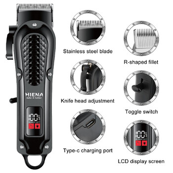 Hiena HYN-212 Electric Hair Clipper UBS Επαναφορτιζόμενη ασύρματη κουρευτική για γένια Ανδρικό Ισχυρό ηλεκτρικό εργαλείο κούρεμα μαλλιών