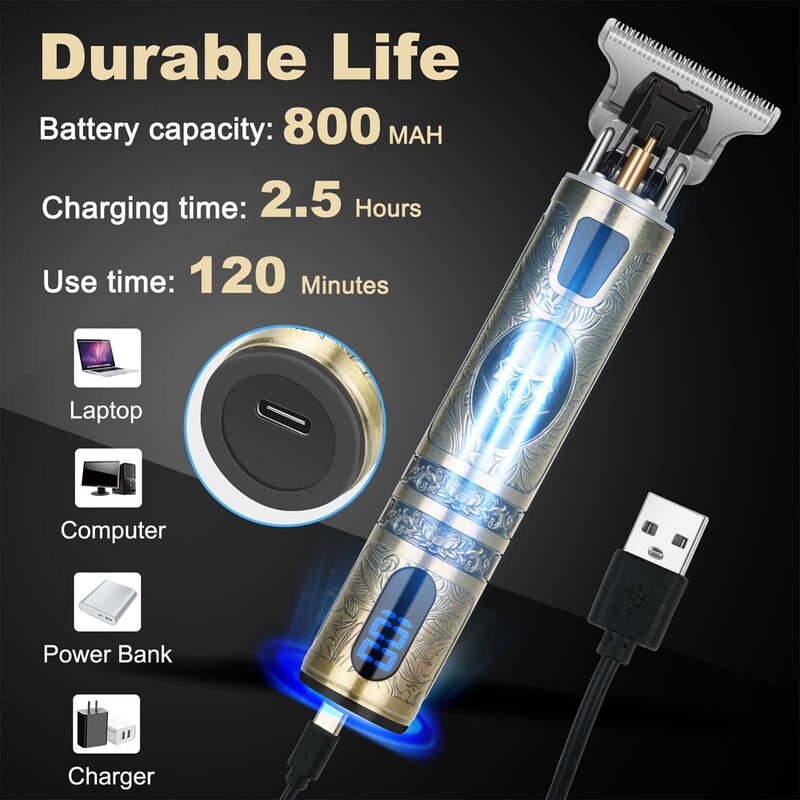 Profesionāls matu griezējs Barber Bezvada matu griešanas mašīnas ar nulles spraugām ar LCD displeju Vīriešu bārdas trimmeris T ieliktņi skuvekļi