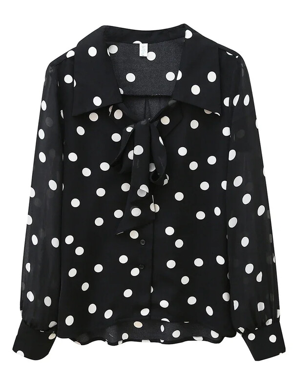 Ženska proljetna slatka bluza na točkice, zapadnjački stil, puf rukavi, šifonska majica za smanjenje godina, sve vrste majica, ženski D0353