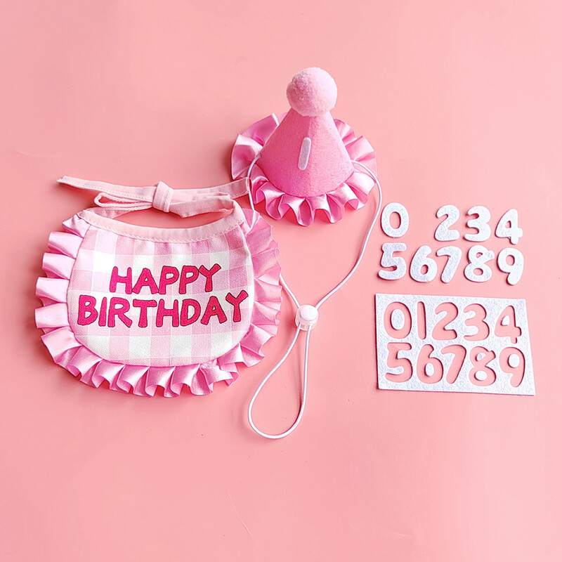 Mačji rođendanski šal Set šešira Potrepštine za pseće rođendane Šal za kućne ljubimce Slatko štene Rođendanska kapa Šal Dekoracija za male srednje kućne ljubimce