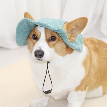 Χαριτωμένο καπέλο σκύλου ανοιχτά αυτιά Pet Fisherman Hat Shade Dress Up Corgi Αντηλιακό μικρό κίτρινο καπέλο