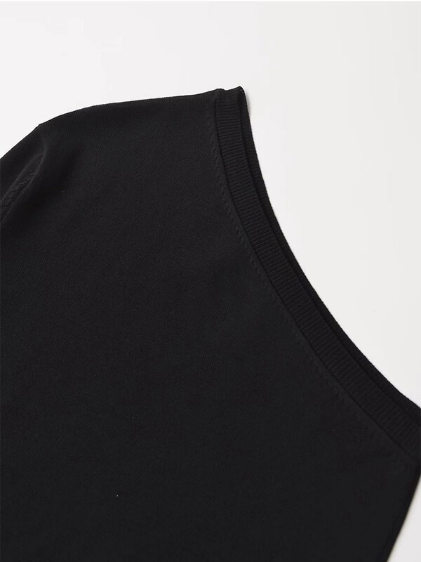 TRAF 2024 Jesenski i zimski pulover Ženski novi stil Seksi pletena košulja s jednim rukavom Jednobojna široka pletena majica