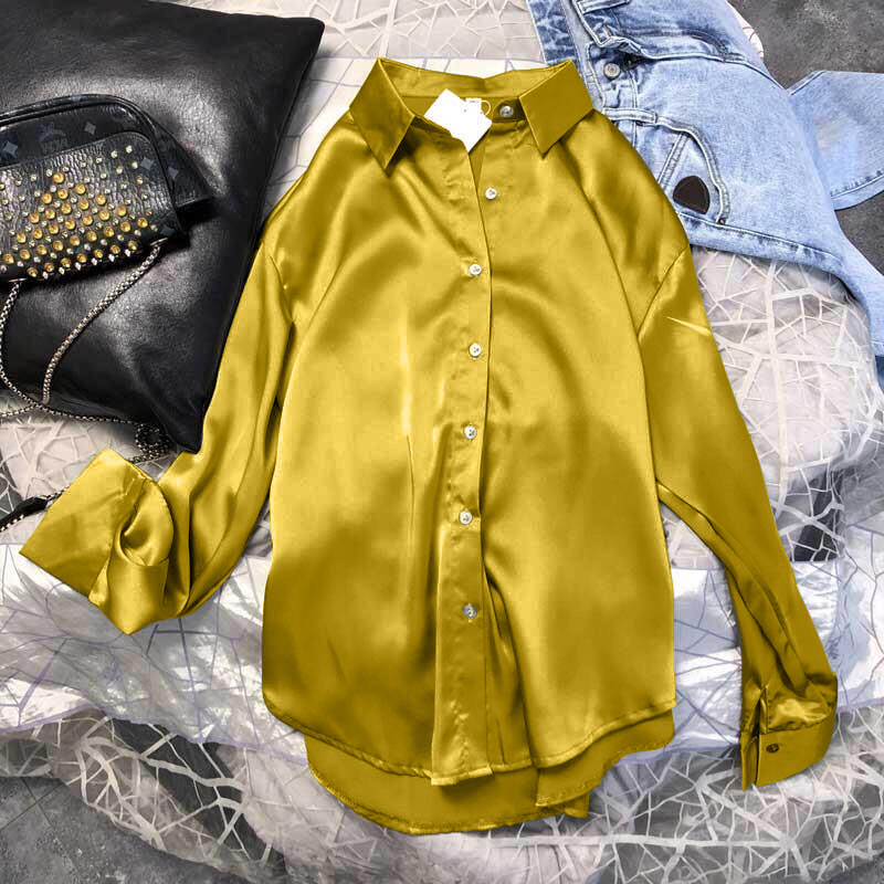 Ženske košulje i bluze s francuskim otvorenim ovratnikom sa satenskom završnom obradom Ženske košulje i bluze Lady Trend 2024. Jednobojne, ležerne, elegantne ženske bluze