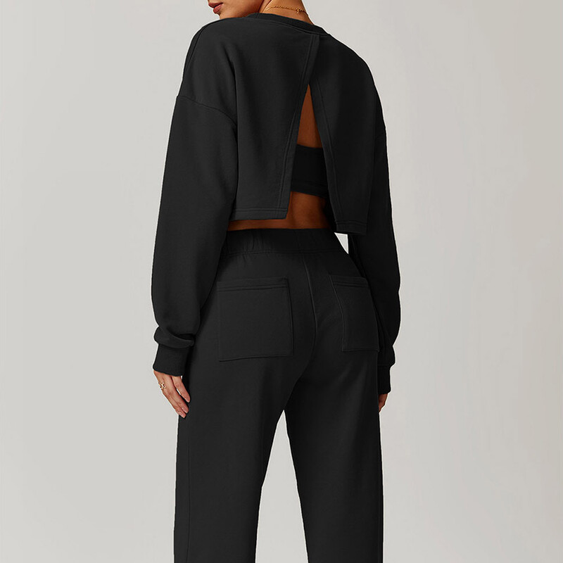 Zimski sportski komplet Trenirke širokih nogavica Pulover Yoga Set Ženska majica s dugim rukavima Odjeća za vježbanje u teretani Sportska odjeća