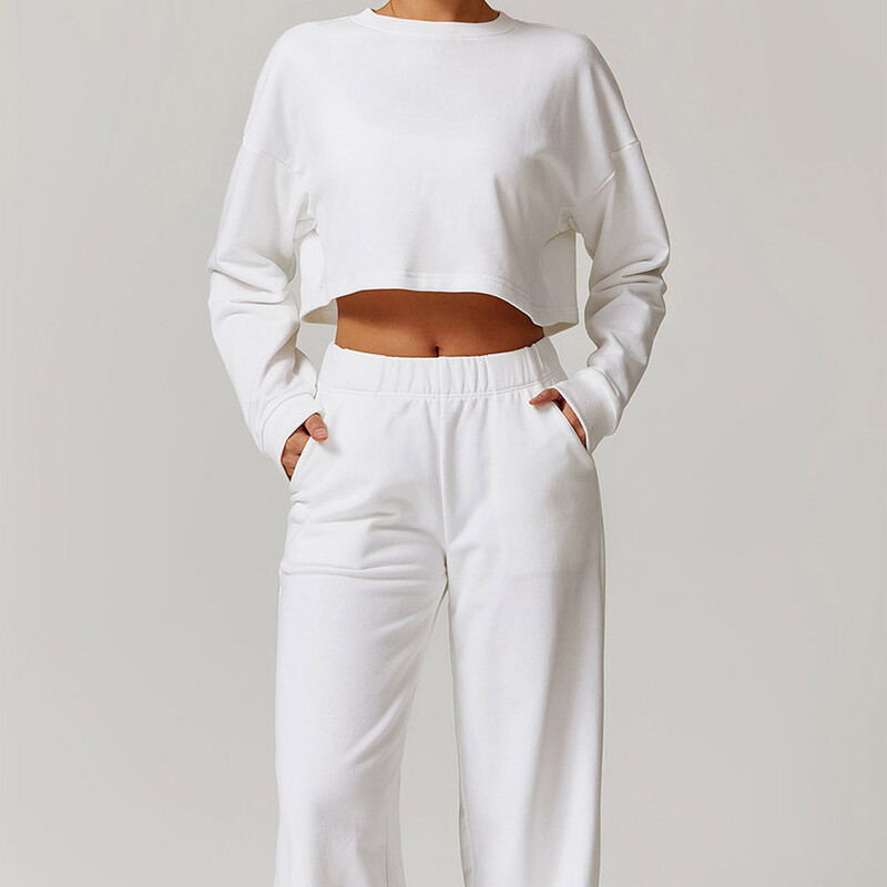 Zimski sportski komplet Trenirke širokih nogavica Pulover Yoga Set Ženska majica s dugim rukavima Odjeća za vježbanje u teretani Sportska odjeća