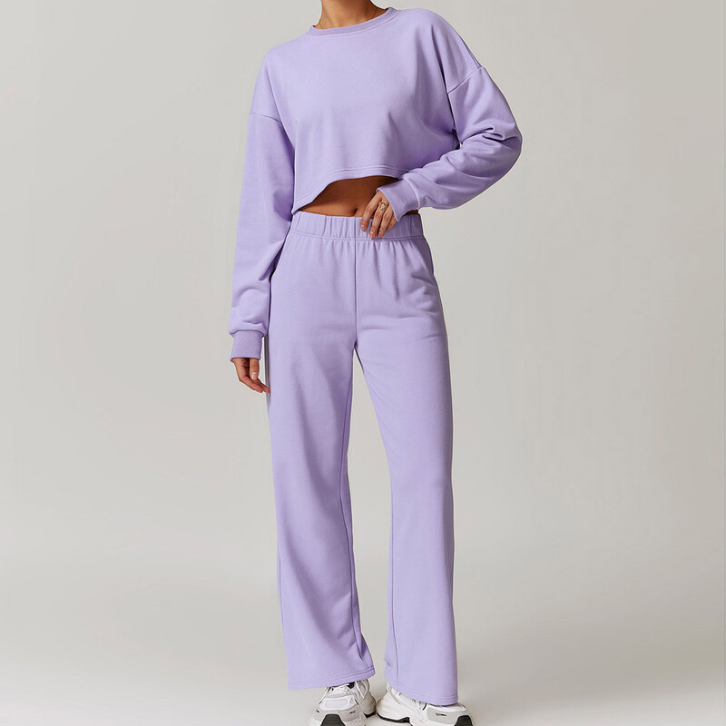Zimski sportski komplet Trenirke širokih nogavica Pulover Yoga Set Ženska majica s dugim rukavima Odjeća za vježbanje u teretani Sportska odjeća