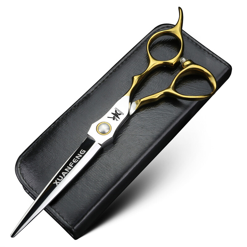 XUANFENG zlatne frizerske škare od 6,5 inča, alati za oblikovanje kose u frizerskim salonima, škare za rezanje i stanjivanje