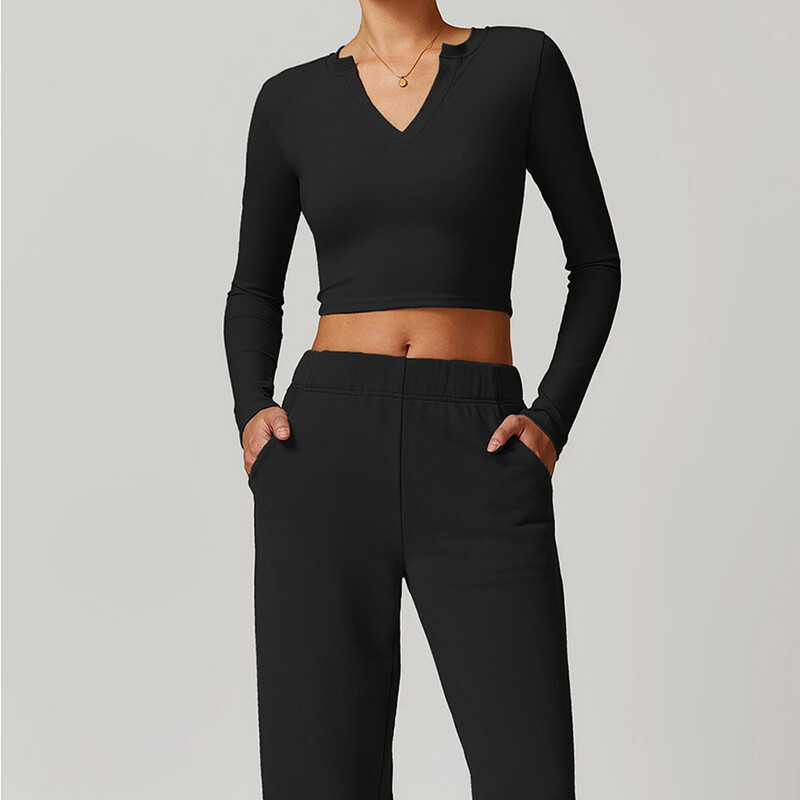 Jesen zima Ženski sportski komplet širokih nogavica Majica dugih rukava Yoga Set Trenirke za vježbanje Odjeća za teretanu Fitness odijelo visoke kvalitete
