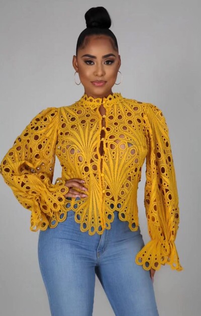 HGTE uus elegantne pikkade varrukatega õõnsa võrkpitsiga särk, läbipaistev pluus, riided Dashiki Aafrika särgid naistele
